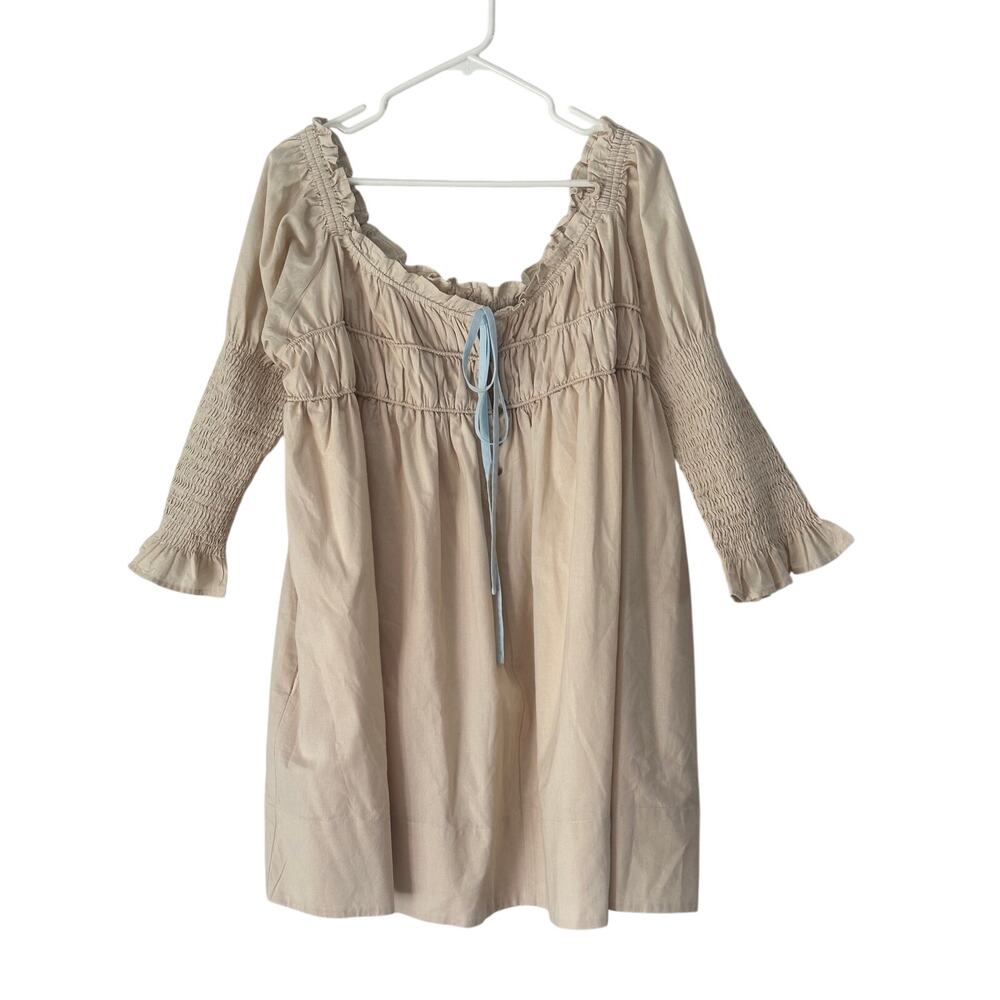 Bohme Babydoll Dress XL Cotton Romantic Cottagecore Coquette Prairie Mini Dress